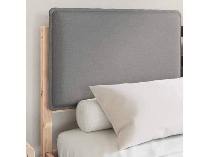 KTHLBRH Bett mit Kopfteil, gepolstert, Hellgrau, 140 x 190 cm Massives Kiefernholz, waschbarer Bezug, platzsparendes Design, einfache Montage
