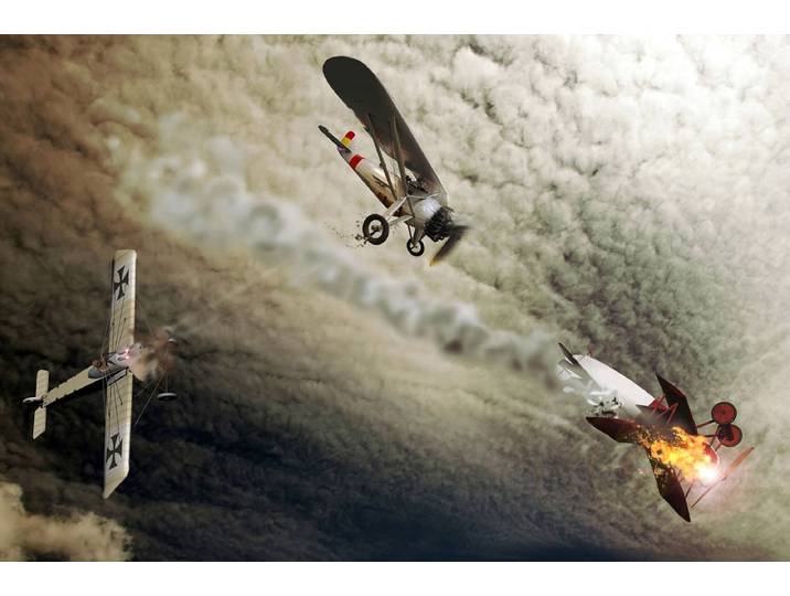 Fototapete PAPERMOON Flugzeug Kampf , bunt, B:2m L:1,49m, Vlies, Tapeten, Fototapete