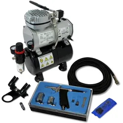 Wiltec Einsteiger Airbrush Kompressor Set AS189 Airbrushpistole DA116 Zubehör