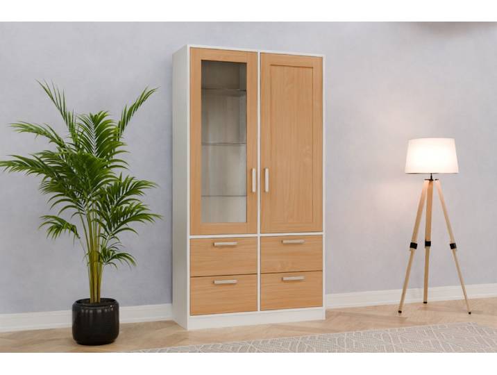 Vitrine nach Maß - Buche - 200x108x40cm - Individuell konfigurieren