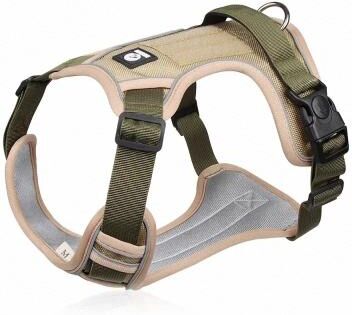 Uplift Essentials Reflective Adjustable Dog Harness For Safe Walking And Training khaki s