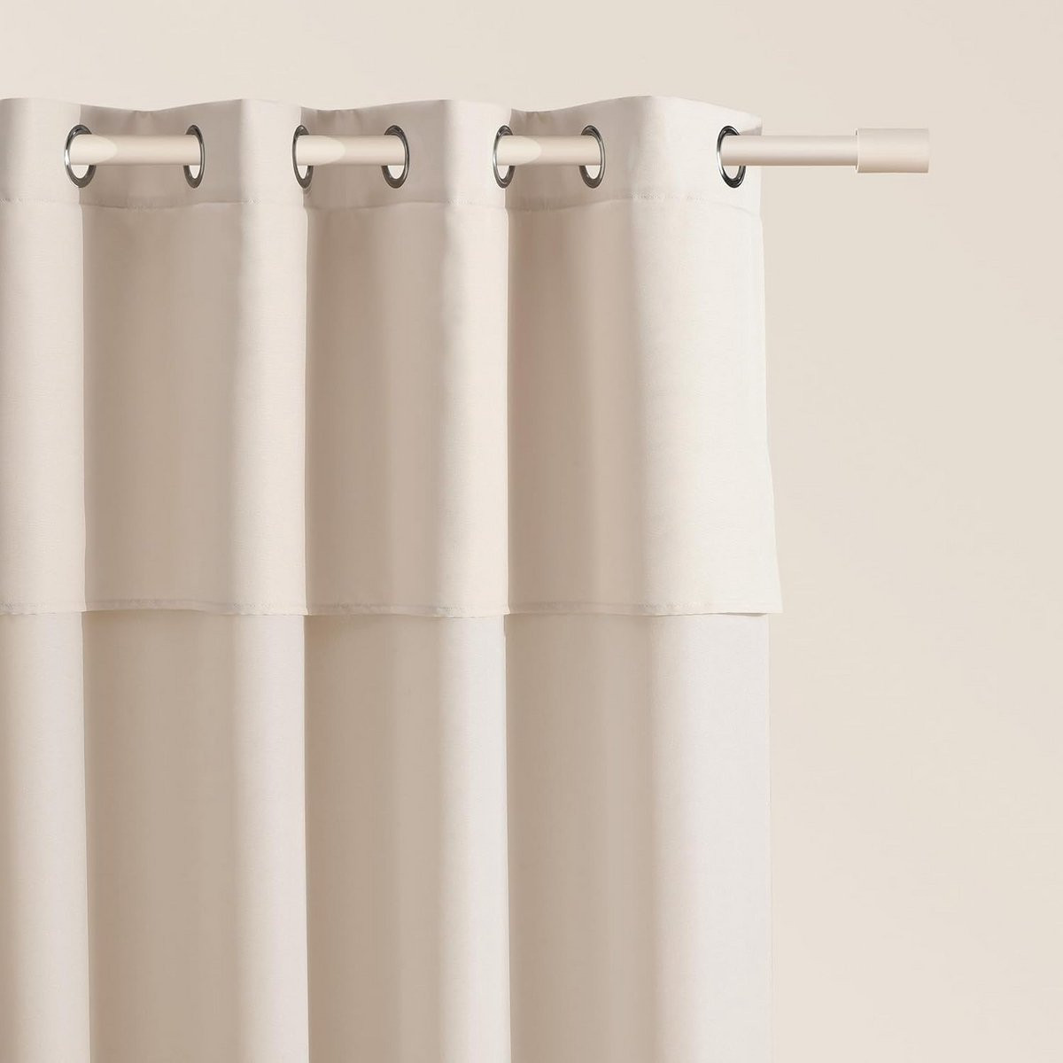 Lichtbeige Schuifgordijn Paneel met Zilveren Ringen - 140 x 250 cm
