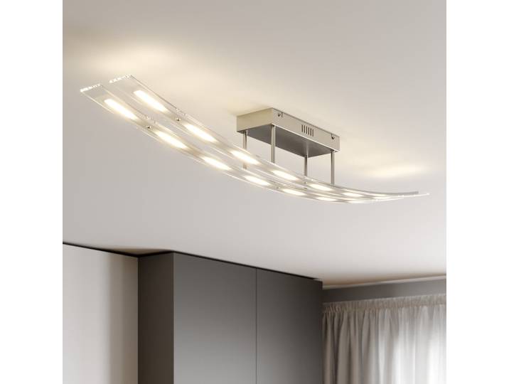 Jarda Double Deckenleuchte Nickel - Lindby - Wohnzimmer - Modern - Glas - Eckig
