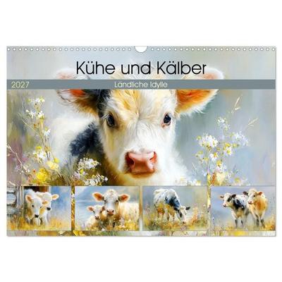 Kühe und Kälber. Ländliche Idylle (Wandkalender 2027 DIN A3 quer), CALVENDO Monatskalender
