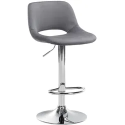 CLP Barhocker Camden Samt chrom - Farbe: dunkelgrau, Gestellmaterial: Metall in Chromoptik