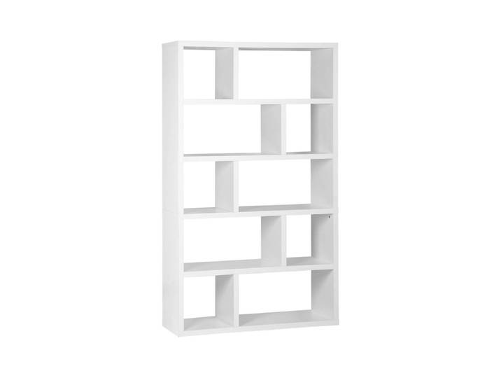 Sweeek Etagère bibliothèque décor bois asymétrique 5 niveaux 10 compartiments BASIKS Blanc