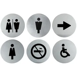 Securit® 6er-Set Piktogramme – Edelstahl-Schild – Damen, Herren, Unisex, Behindert, Pfeil, Rauchen verboten