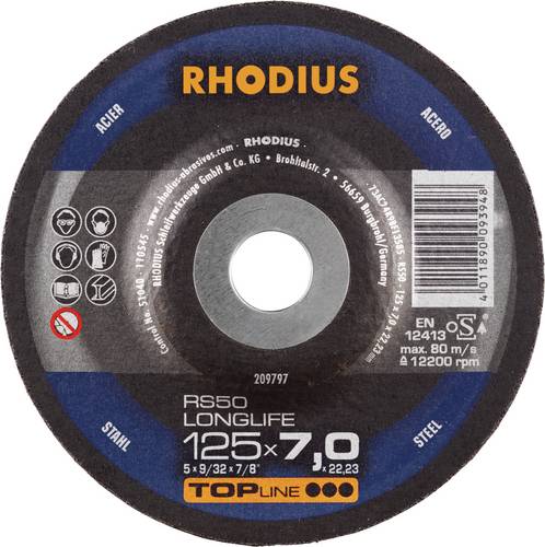 Rhodius 209797 RS50 LONGLIFE Schruppscheibe Stahl, Guss 25St.