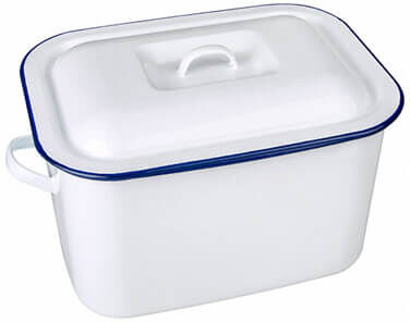 Falcon Enamel 34cm White With Cobalt Blue Rim Mini Bread Bin