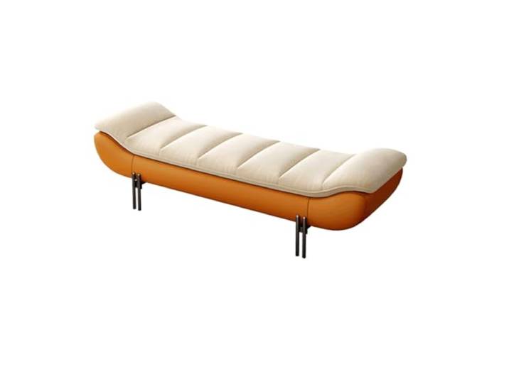 Dekorativ Bettbank aus Leder for Schlafzimmer(Orange,160*50*42cm)