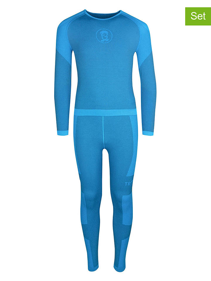 Trollkids 2tlg. Funktionswäsche-Set "Hemsedal Baselayer" in Blau - 98