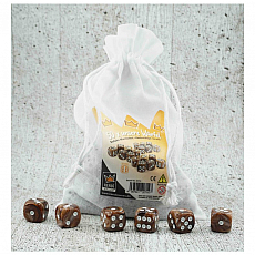 Kendi Games 50er Würfelset - in Stoffsäckchen - Schoko Marmoriert - 50 x W6 - 16mm 297809