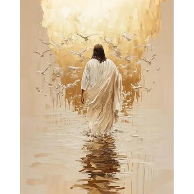 Sacred Heart & Holy Shepherd Canvas Art | Religious Belief Wall Decor style 3 8 X 10 In