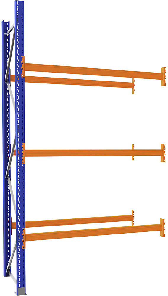 Palettenregal aus Stahl, blau/orange, HxBxT 3360 x 1925 x 900 mm, Anbauregal eurokraft pro