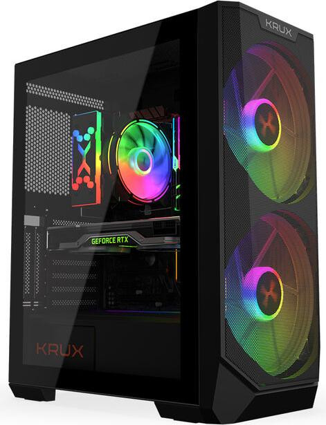 KRUX Vortex Gaming PC Tower, Zwart, ATX, micro ATX, Mini-ATX