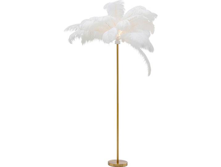 Kare-Design Stehleuchte, Messingfarben, Naturmaterialien, Federn, 65x165x65 cm, Lampen & Leuchten, Innenbeleuchtung, Stehlampen, Stehlampen