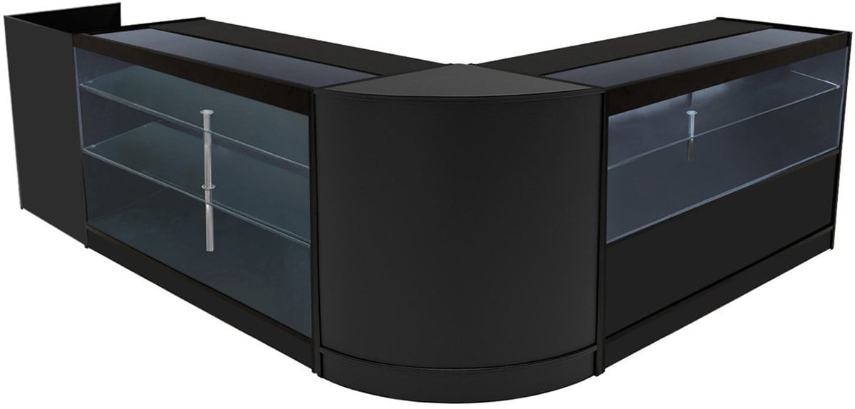 MonsterShop winkel toonbank met glazen deuren en led-verlichting - zwart
