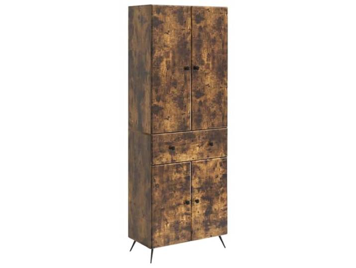 Makastle Highboard Wohnzimmer 66x34,5x90 cm Geräucherte Eiche mit 4 Türen, 4 Regalen und 1 Schublade