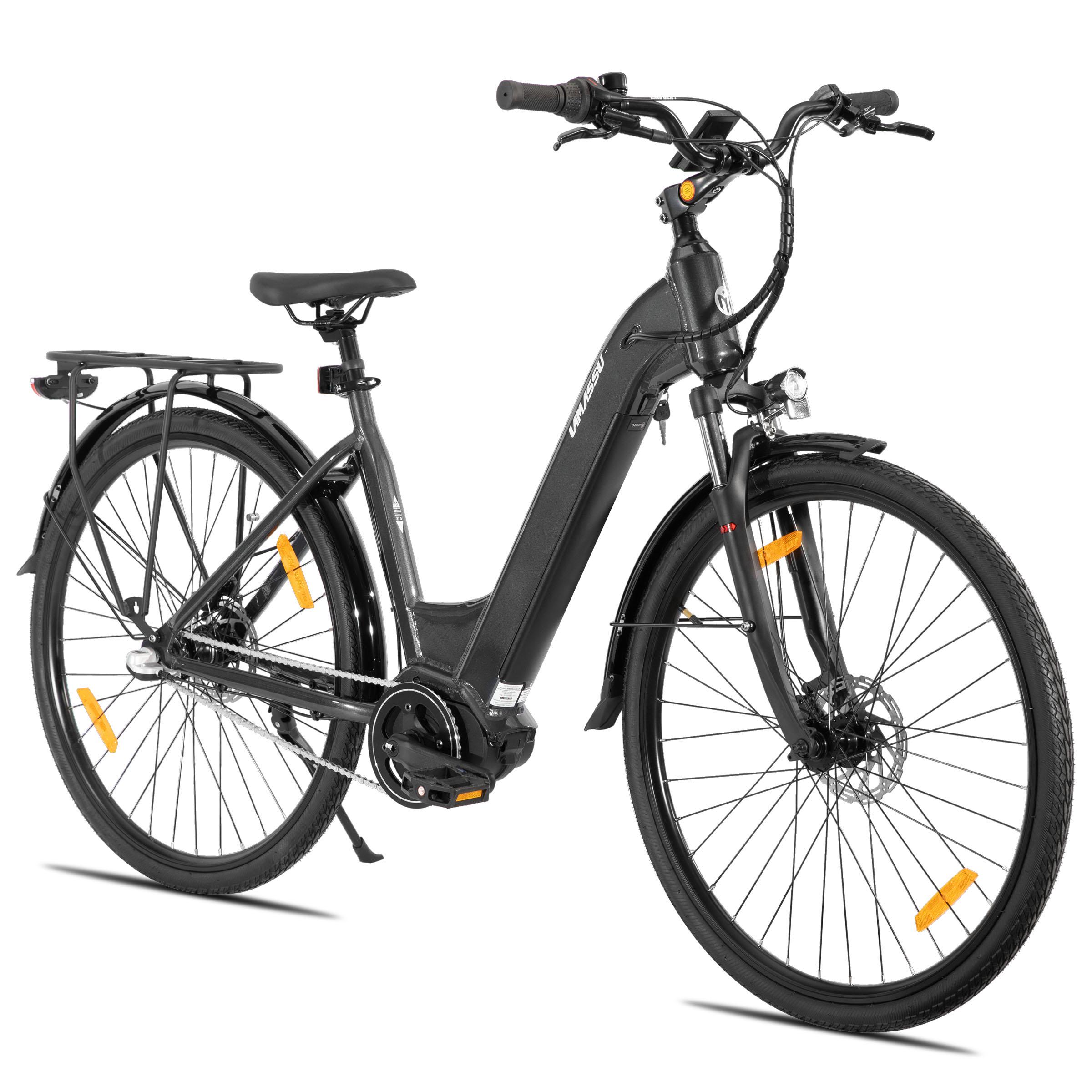 Hiland 28-Zoll Erwachsenen-Urban-Citye-Bike, Leichtbau-Aluminiumrahmen, 3-Gang, Hydraulik-Scheibenbremsen, 250W-Brushless-Motor, 36V 10,4Ah-Batterie