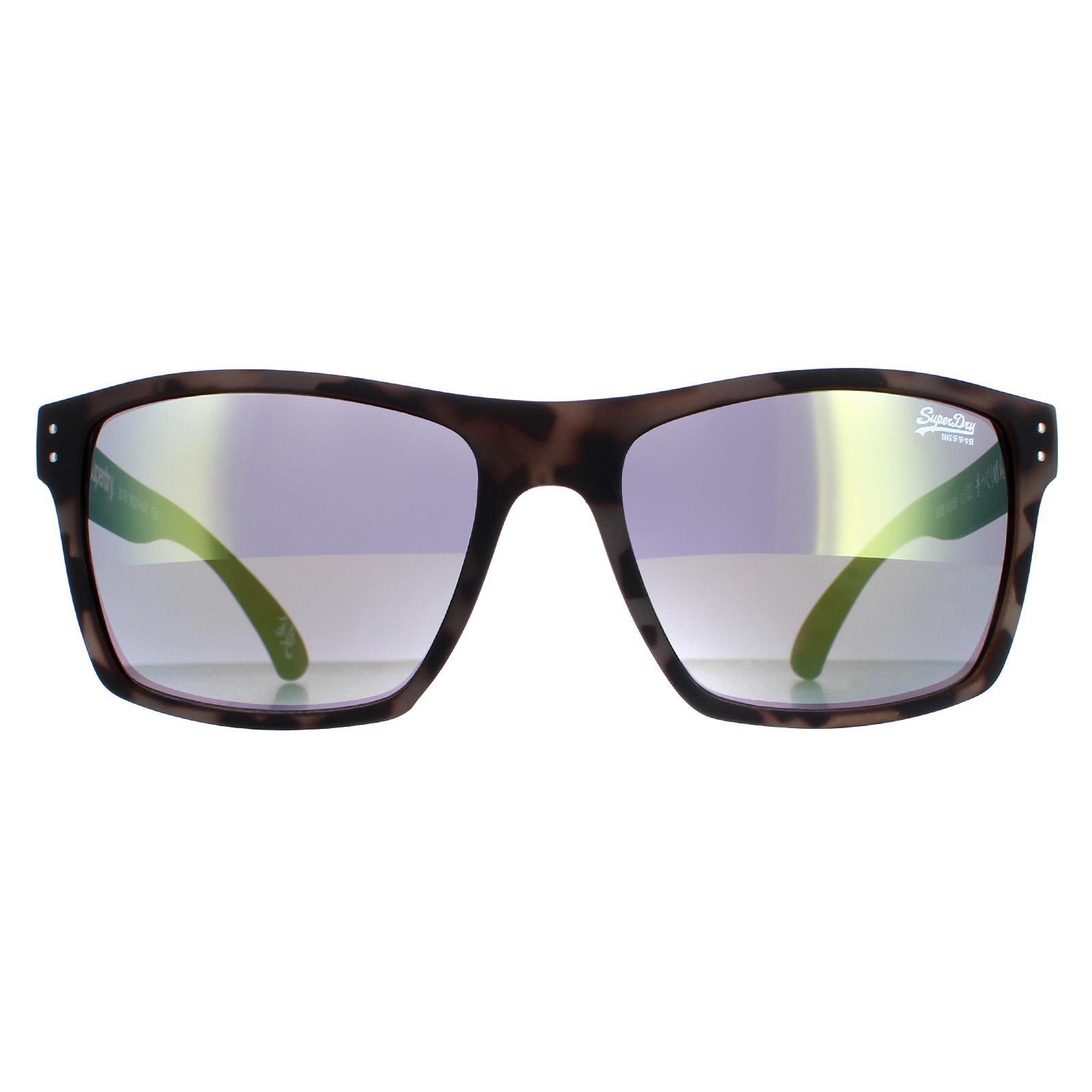Superdry Kobe SDS 122 mat rubberen tortoise grijs geel flash mirror zonnebril