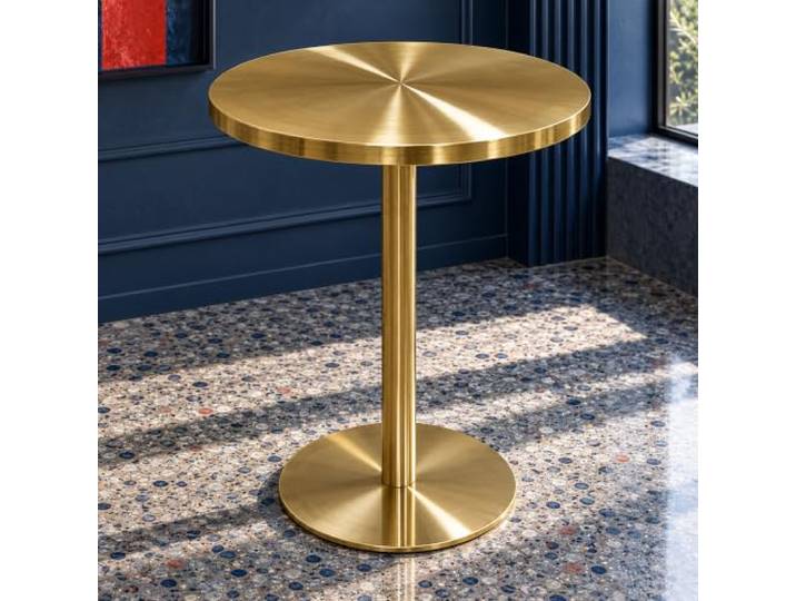 Bistrotisch aus Edelstahl, rund oder quadratisch, 4 Farben Zwei Formen und vier Farben; alle Tischgrößen sind 75 cm hoch(Round - Gold,27.5x27.5x29.5in)