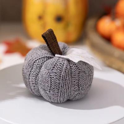 Inspired Finds Handmade Knitted Decorative Pumpkin Reusable Fall And Halloween Home Decor gray