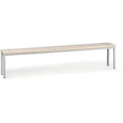 Umkleidebank mit Latten-Sitz, Länge 2000 mm, grau