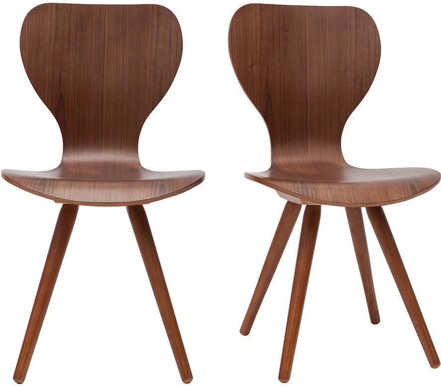 Miliboo 2er-Set Stühle Skandinavien-Stil aus natürlichem Nussbaum NORDECO
