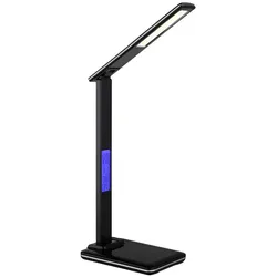 Tischleuchte LED Leselampe schwarz Thermometer Uhr CCT Touch-Dimmer H 50 cm