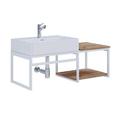 2-tlg. Waschtisch Badmöbel Holz Metall Bitila 100