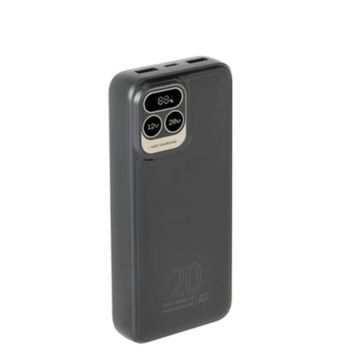 Rivacase Powerbank 20000mAh met 1 USB-C poort, 20W PD/QC en digitaal display, zwart