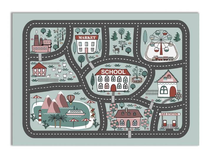Tapis vinyle ville des enfants 120x160cm