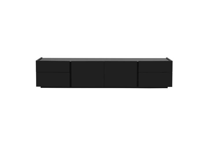 Meuble TV design noir laqué brillant avec rangements L200 cm ISAURE