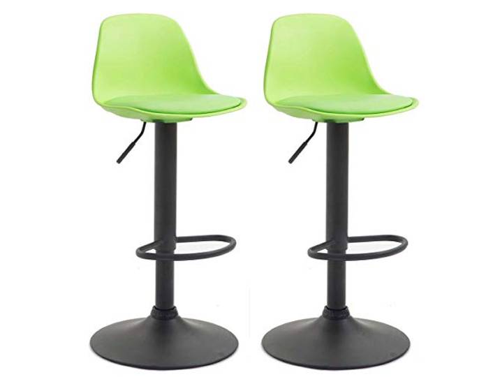 CLP 2er Set Thekenhocker Kiel Kunststoff I Barhocker Mit Polsterung Und Kunstlederbezug I Barstuhl Mit Metallgestell Farbe grün Gestell Farbe schwarz