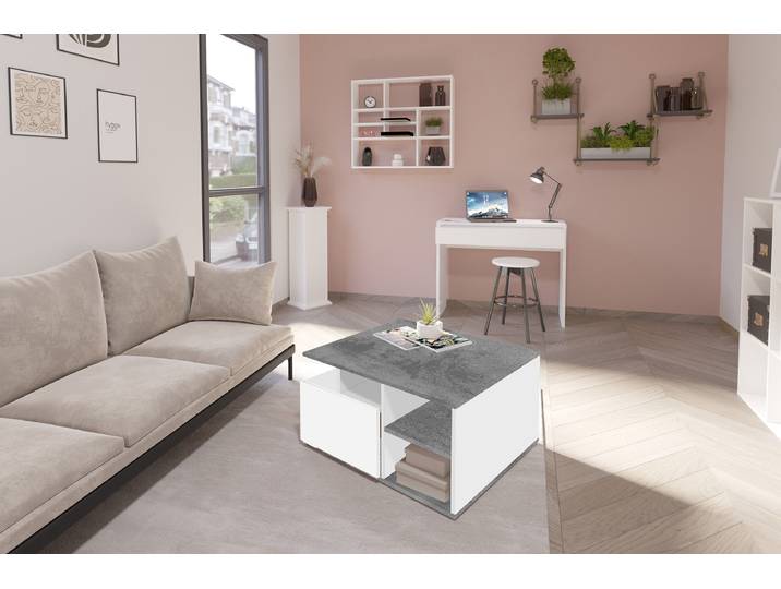 Table basse roulante Talidar 70 x 36 x 70cm Multicolore/Imitation béton