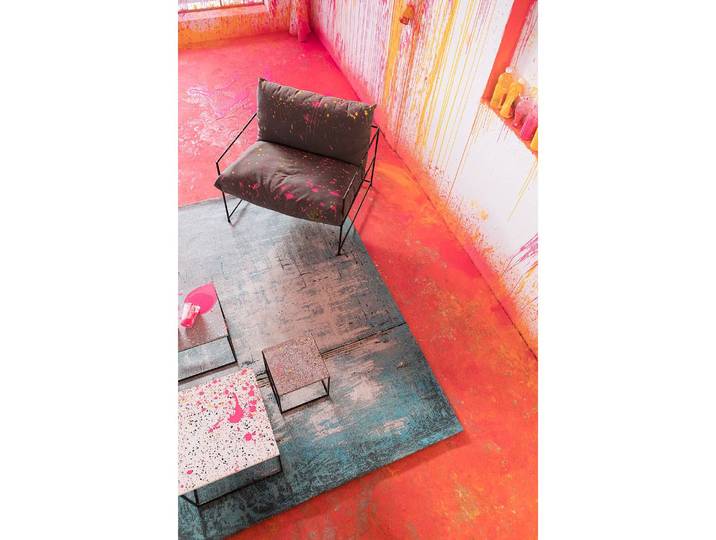Kurzflorteppich Abstract Blau/Hellblau 240 x 170cm Baumwollstoff