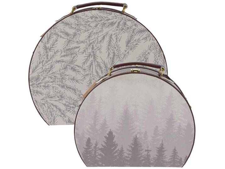 Home Styling Collection Kofferboxen Dekorativ 2er-Set, Grau, Papier, 29x12x35 cm, Dekoration, Weihnachtsdekoration