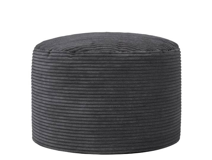 Pouf repose-pieds rond velours côtelé gris anthracite
