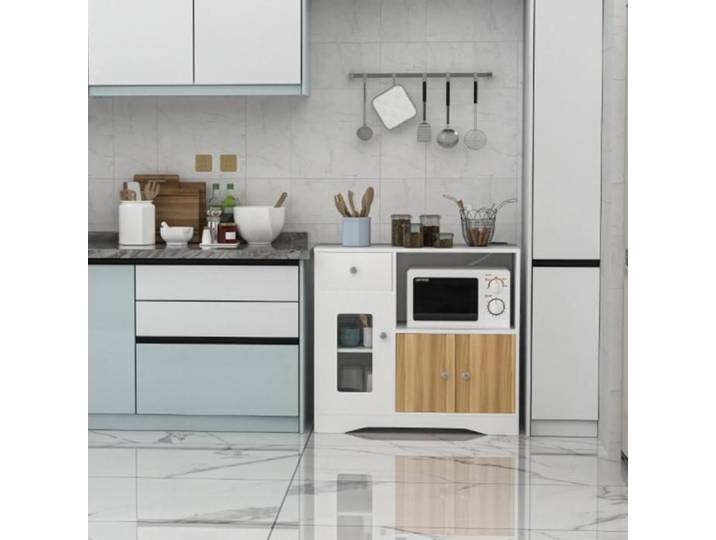 Meuble De Rangement Cuisine - MIPAN - Buffet De Cuisine - Rangement Grande Capacité Avec Prise Chargement USB - 83x40x80CM