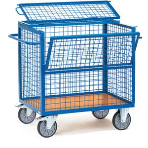 Fetra Transportwagen Kastenwagen, 2763, 1200 x 800 mm, mit Deckel & Feststellbremse, Tragkraft 600 kg