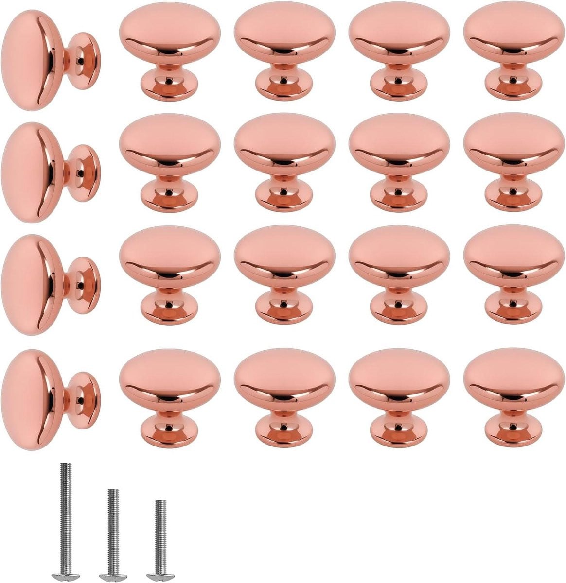 Ronde Kastknoppen Rosegold en Gepolijst Chroom - Ladehandgrepen voor Meubels - 30mm