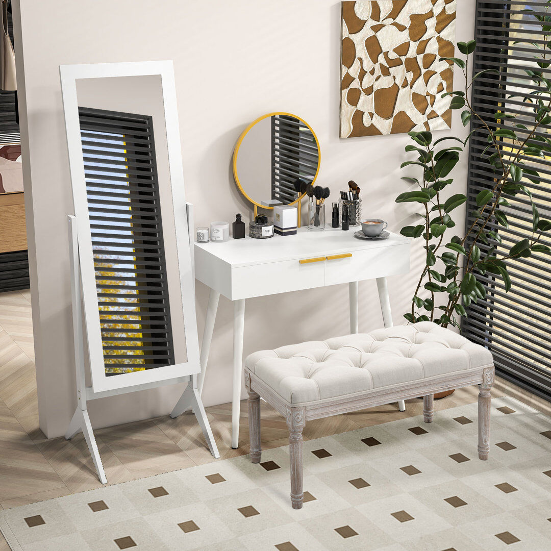 Ebern Designs HOMCOM Freestanding Dressing Mirror 148x47cm Adjustable Angle Frame White 148cm H X 47cm W X 46cm D