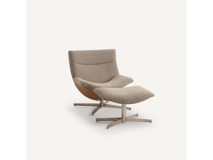 AM.PM Fauteuil relax pivotant et son repose-pieds Wesley Beige,Moka