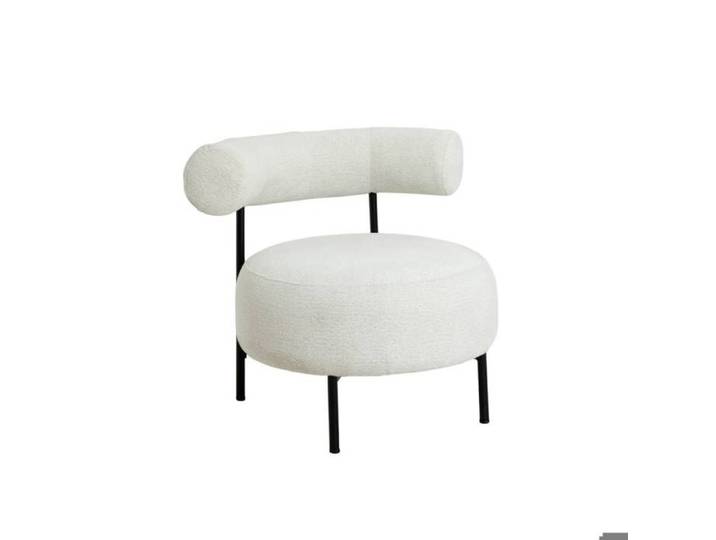 Fauteuil rond en tissu bouclette écru clair Maya