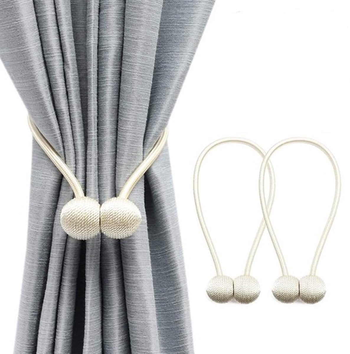 Set van 2 magnetische gordijnhouders in beige