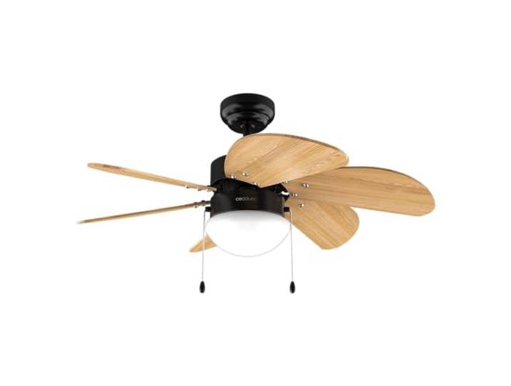 Cecotec - Ventilateur de Plafond avec Lumière EnergySilence Aero 360 Black&Wood - 50 W\, Diamètre 91 cm\, 3 Vitesses\, 6 Pales\, Ampoule Non Incluse\, Mode Été/Hiver\, Design Élégant