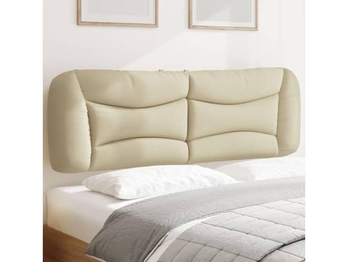 KTHLBRH Cremefarbenes Kopfteil 160 cm aus gepolstertem Stoff für Bett mit gewelltem Streifen-Design und vielseitiger Installation, weiche Rückenstütze zum Lesen und Fernsehen, Material
