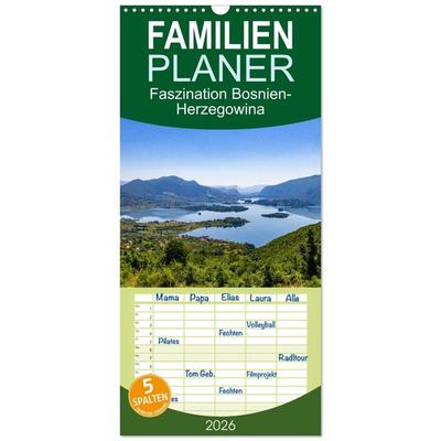 Familienplaner 2026 - Faszination Bosnien-Herzegowina mit 5 Spalten (Wandkalender, 21 x 45 cm) CALVENDO