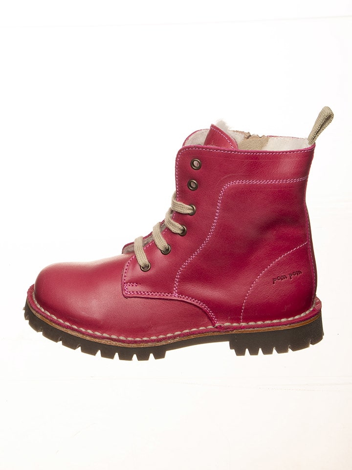 POM POM Leder-Boots in Pink - 31