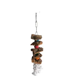 TYROL Tiramisu Pako Vogelspielzeug, 25 cm - Naturholz mit Seil